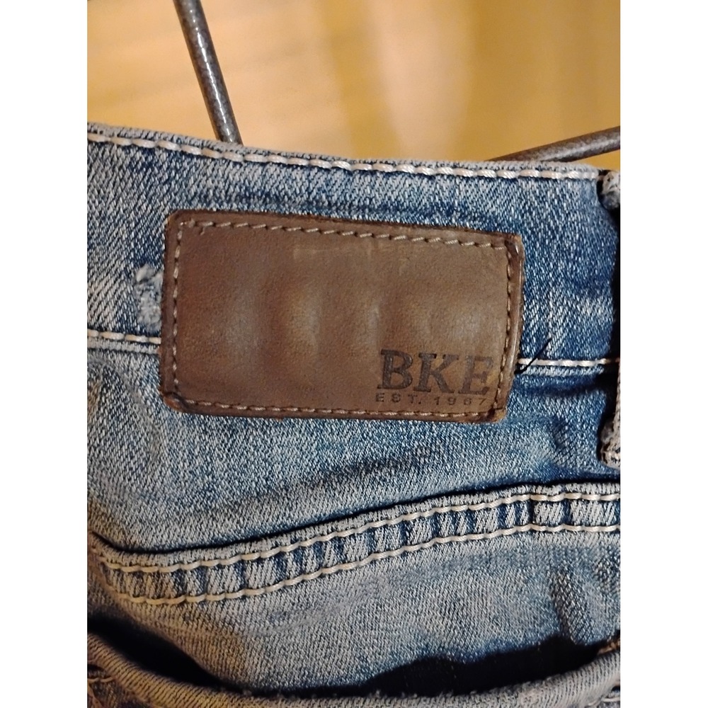 BKE Alec Slim Straight Distressed Light Wash Mens Jeans 30x30 Distressed Denim - Picture 5 of 7
